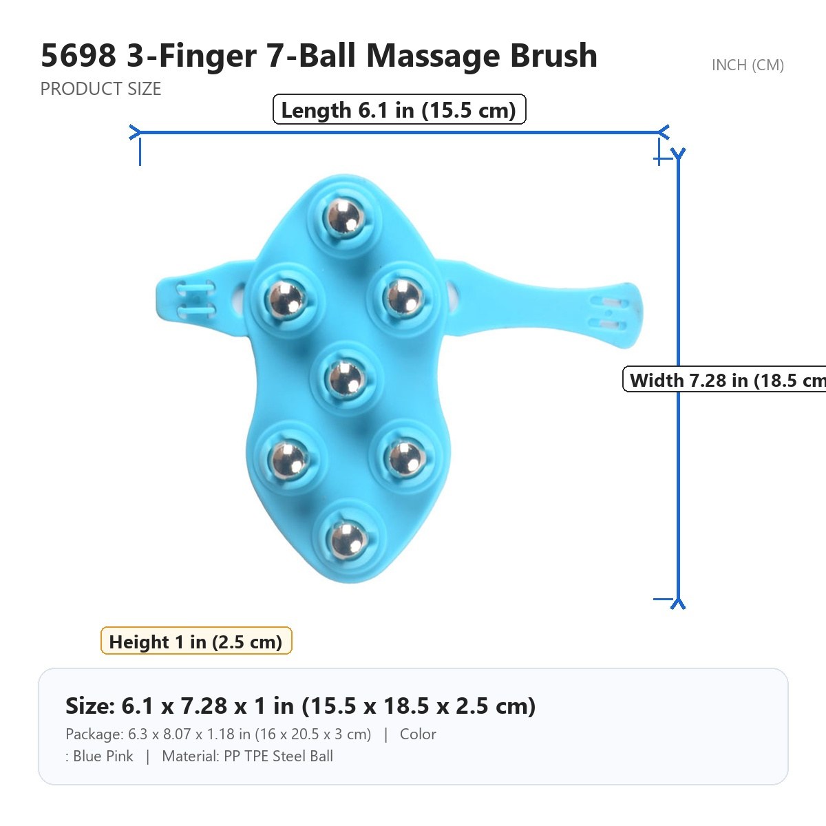 HX-5698 3-Finger 7-Ball Massage Brush image 4