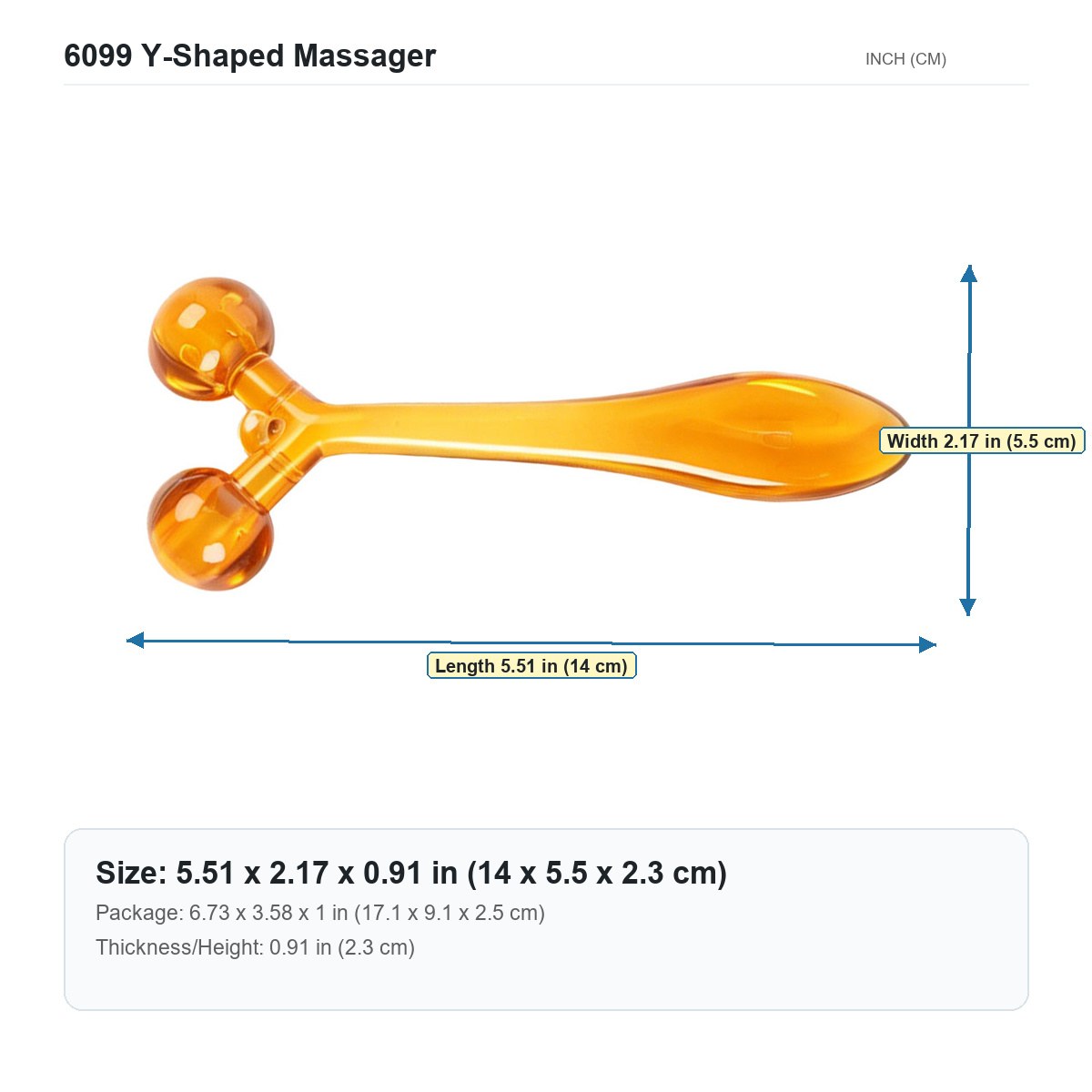 HX-6099 Y-Shaped Massager size chart