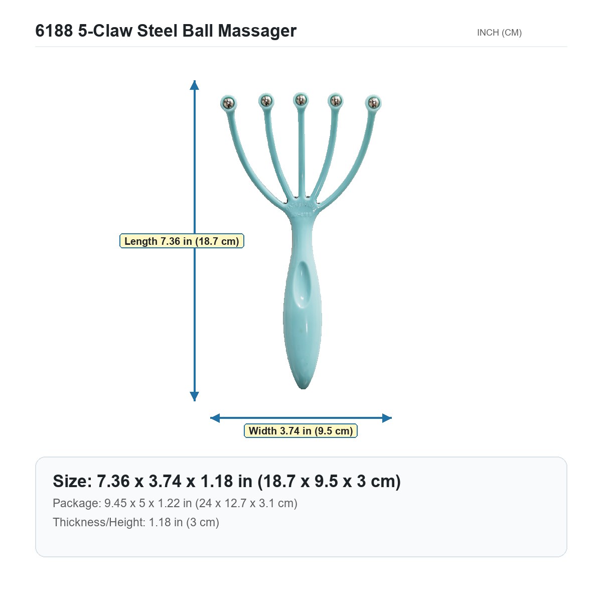 HX-6188 5-Claw Steel Ball Massager image 4